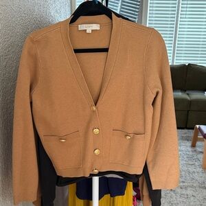 LOFT Tan Sweater with Subtle Accents